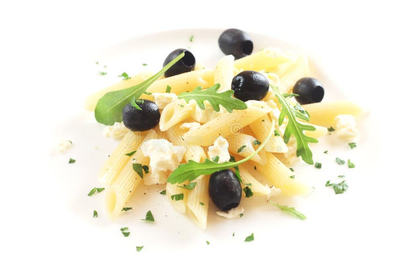 Pasta with Olives stock photo. Image of penne, rocket 158947362
