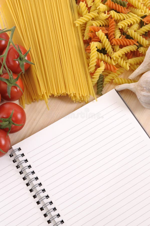 Italian Pasta with Blank Recipe Book, Cookbook, and Chopping Board