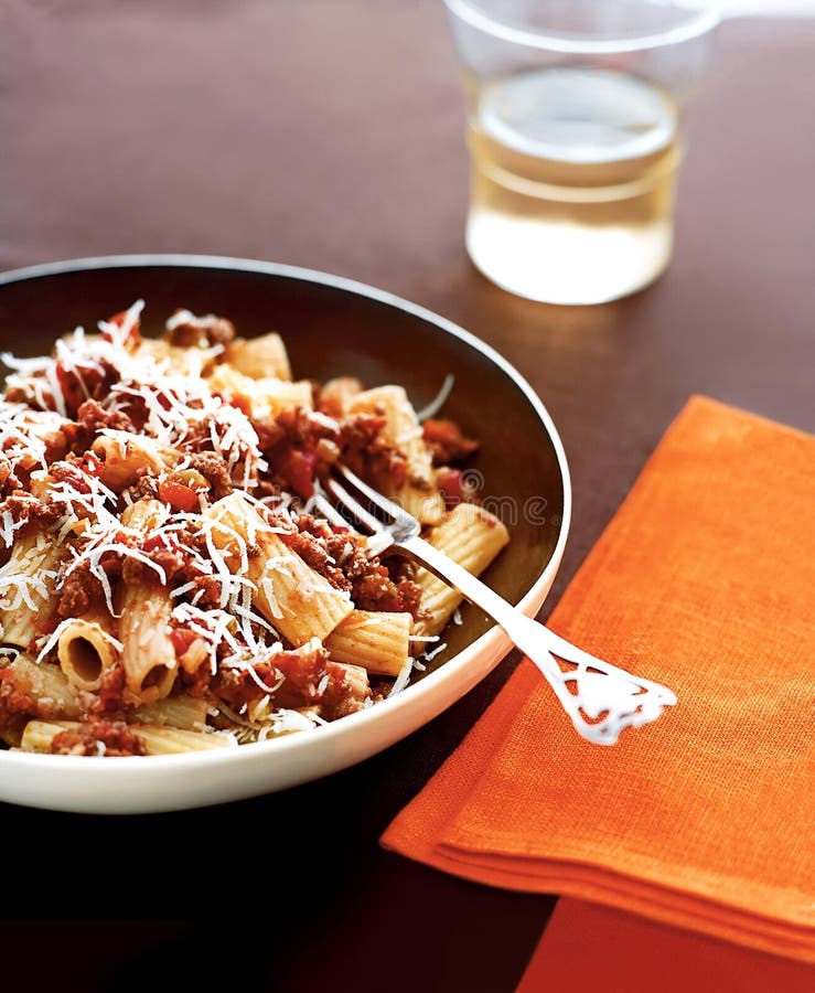 Penne Pasta with Pancetta, Ricotta and Peas Stock Image Image of