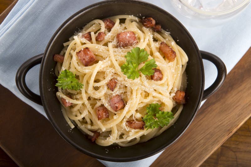 Pasta Carbonara with bacon and cheese