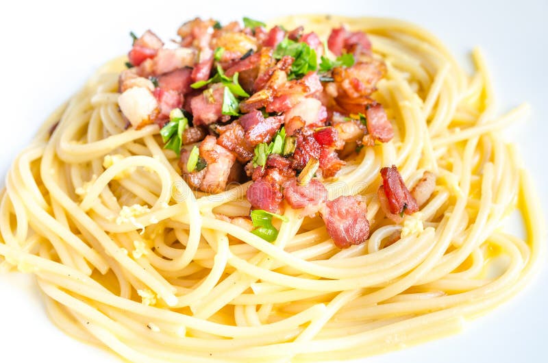 Penne carbonara stock image. Image of penne, bacon, carbonara 56948069