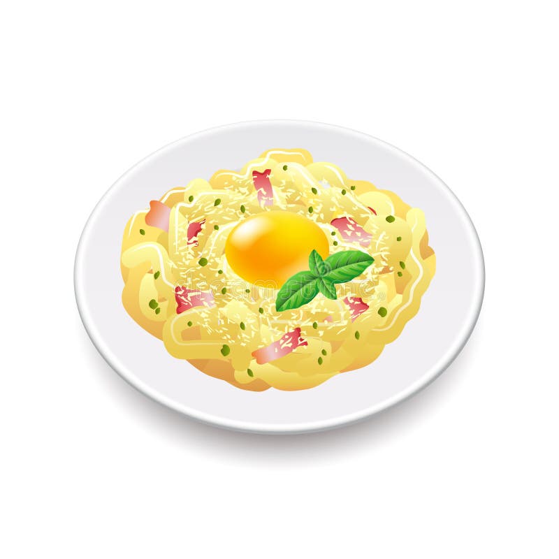 Pasta Carbonara on White Vector Stock Vector Illustration of parmesan