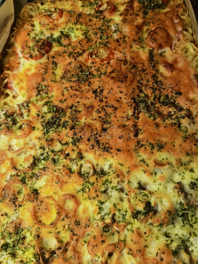 Pasta Casserole with Lots of Gratinated Cheese Stock Image Image of