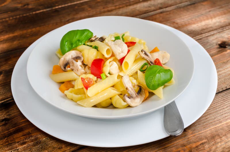 Pasta with chicken stock image. Image of meal, italian 42718309