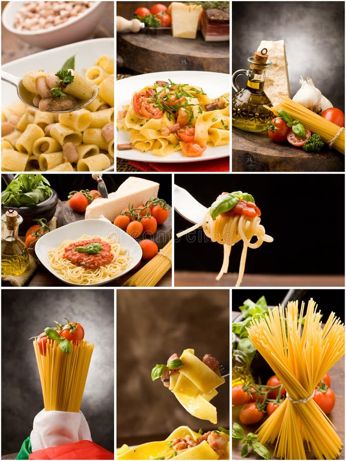 Pasta Collage stock image. Image of healthy, olive, italian 19023337