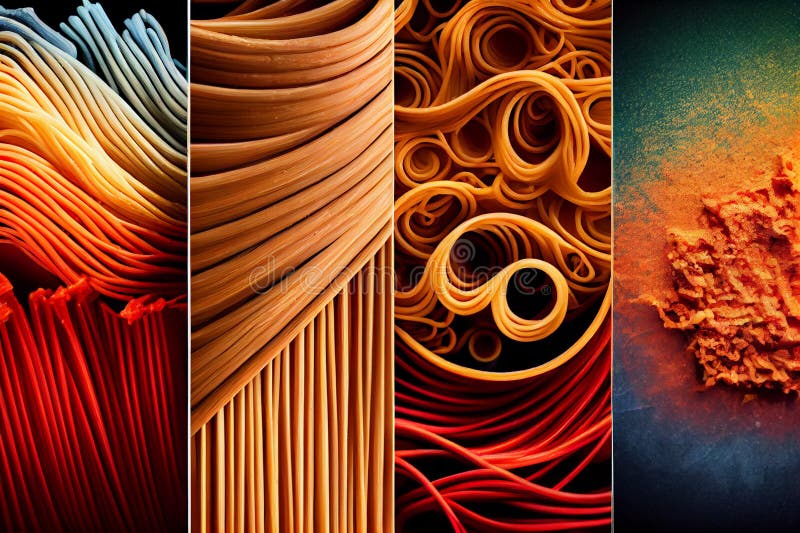 Pasta Collection, Big Collage. Stock Image - Image of food, spaghetti