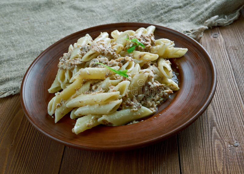 Pasta con le sarde stock photos