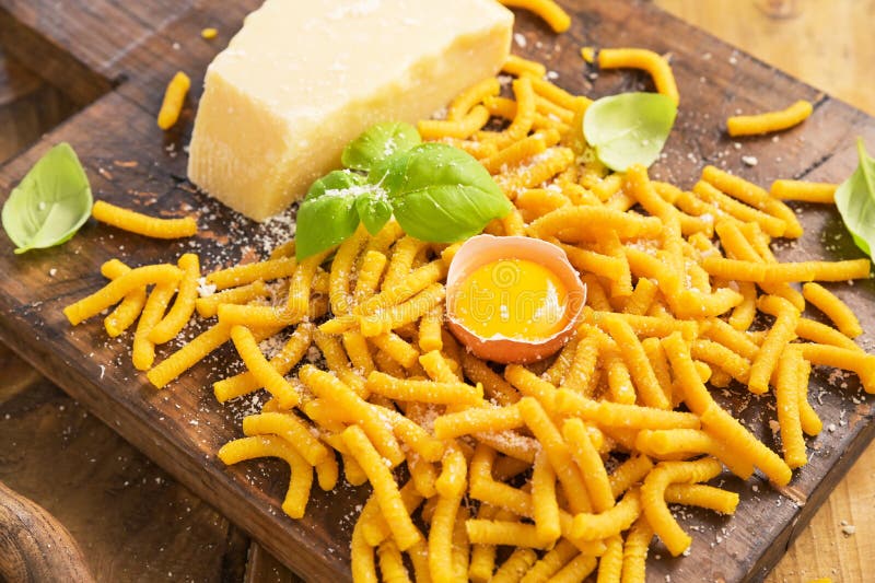 Pasta Cooked in Chicken Broth , Fresh Pasta. Passatelli in Brodo Stock