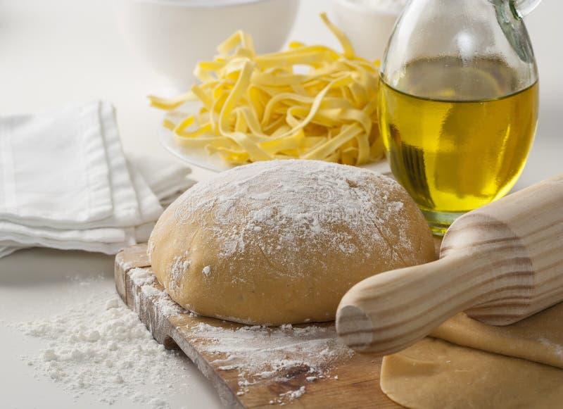 Pasta Dough with Flour and Olive Oil Stock Image - Image of ingredient