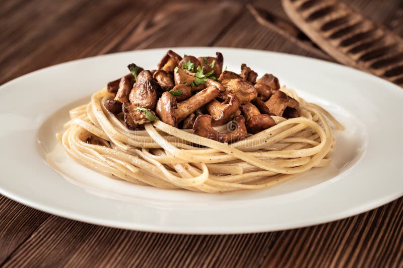 Pasta with Fried Chanterelles Stock Photo Image of flavorful, herb 192329886