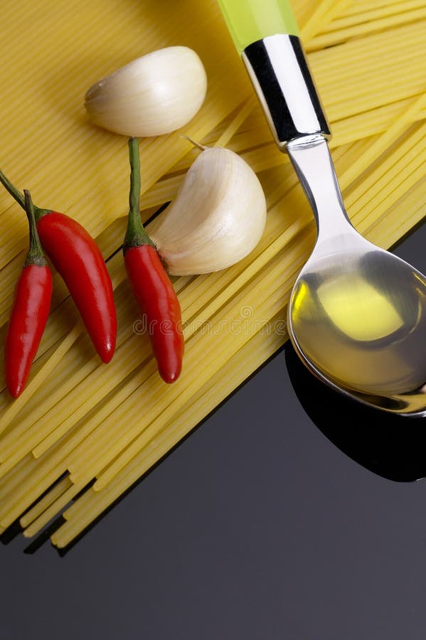 Pasta Garlic Extra Virgin Olive Oil and Chili Stock Image Image of