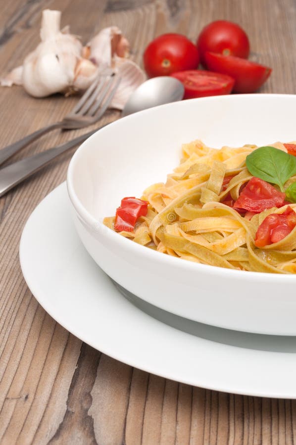 Pasta with Garlic and Tomatoes Stock Image Image of sauce, fresh