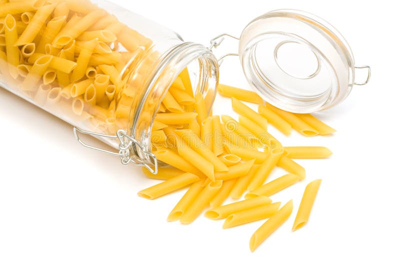 Pasta in glass can