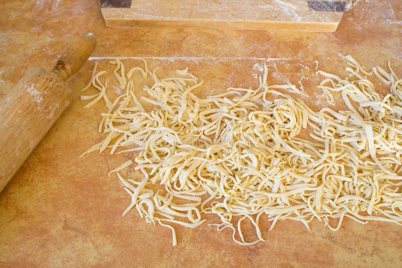 Pasta Home Making Closeup in Kitchen Interior. the Cooking Process, Raw