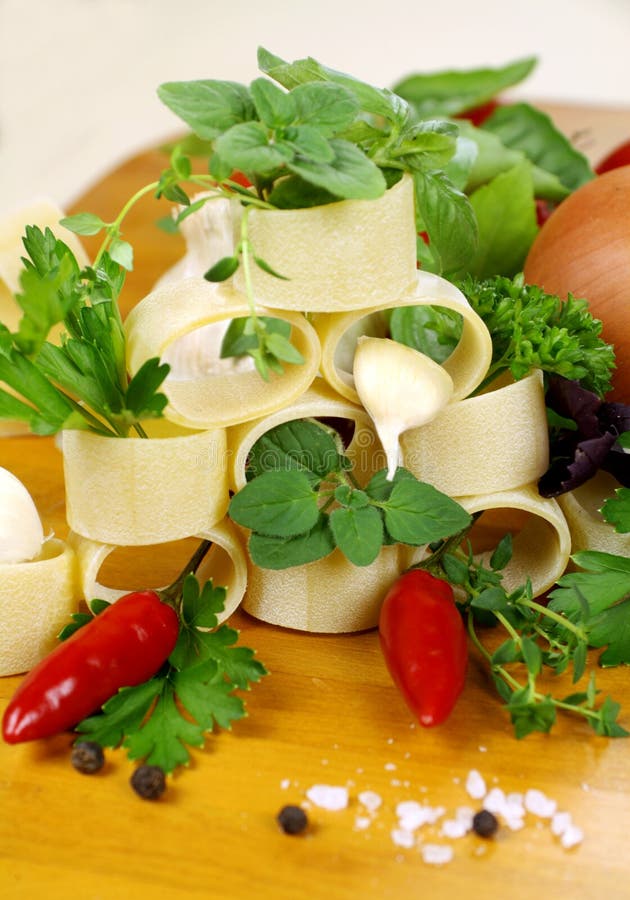 Pasta Ingredients stock photo. Image of pepper, garnish 14344514