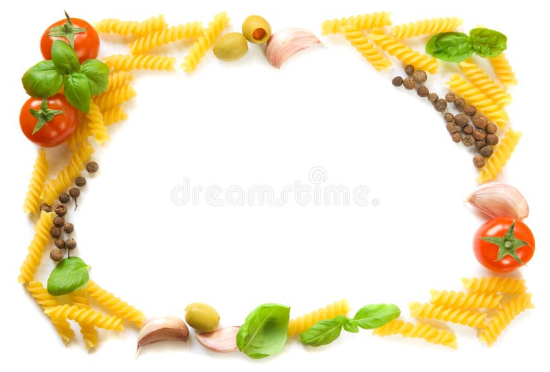Pasta ingredients frame stock photo Pasta ingredients frame stock photo