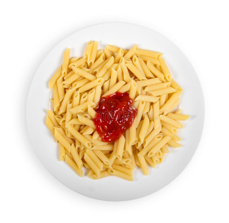 Pasta With Ketchup Isolated On White Stock Photo Image of food, dish