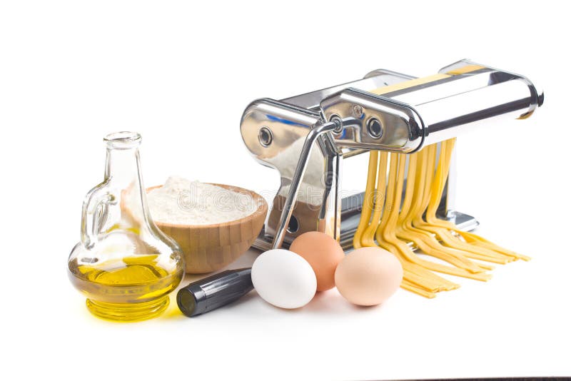 Pasta Machine with Ingredients Stock Photo Image of cook, equipment