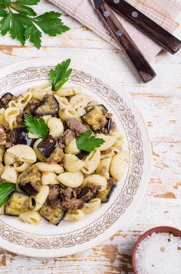 Pasta with minced meat stock photo. Image of kosher - 119878888