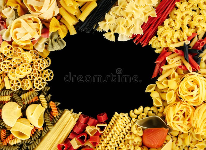 Pasta mix frame stock image Pasta mix frame stock image