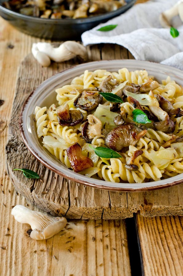 Pasta with Mushrooms, Cabbage Stock Image Image of mushrooms, cabbage
