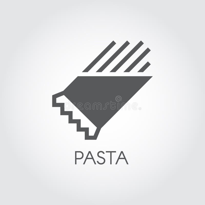 Pasta nell'icona di glifo del pacchetto Simbolo grafico del pasto farinoso Etichetta piana nera dei maccheroni o degli spaghetti illustrazione vettoriale