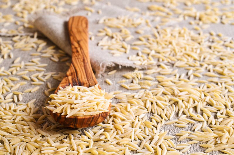 Pasta Orzo stock photo. Image of italian, closeup, burlap 48939134