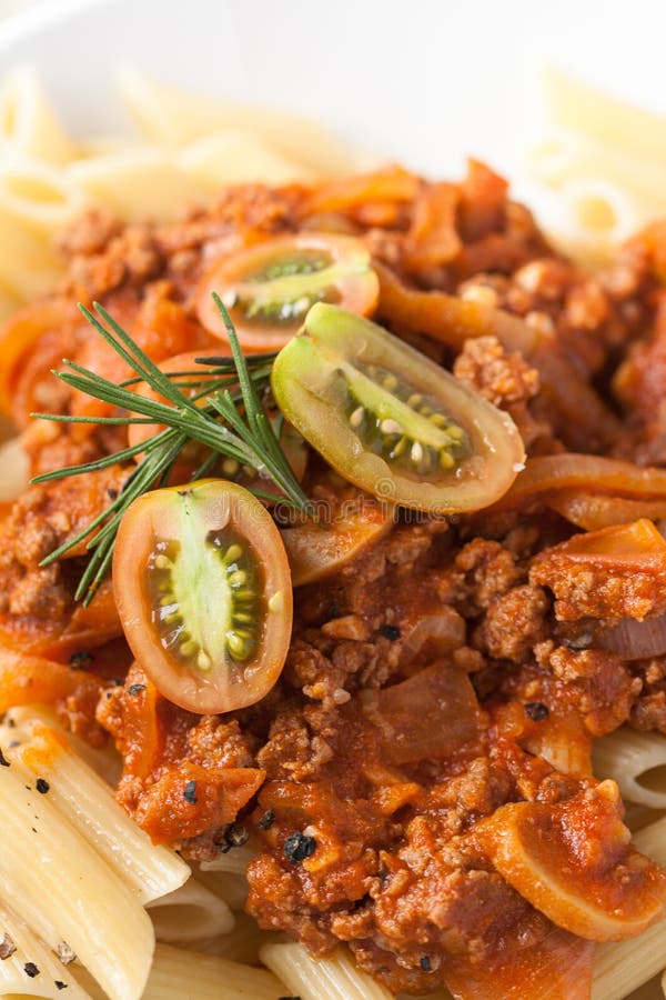 Pasta Penne Bolognese Meat Tomato Sauce Stock Photo Image of ground