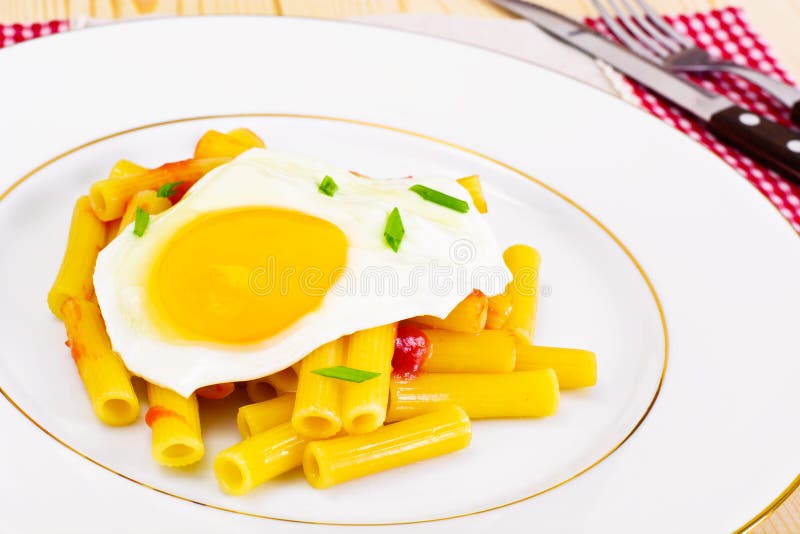 Pasta Penne with Egg stock photo. Image of noodles, multi 80869322