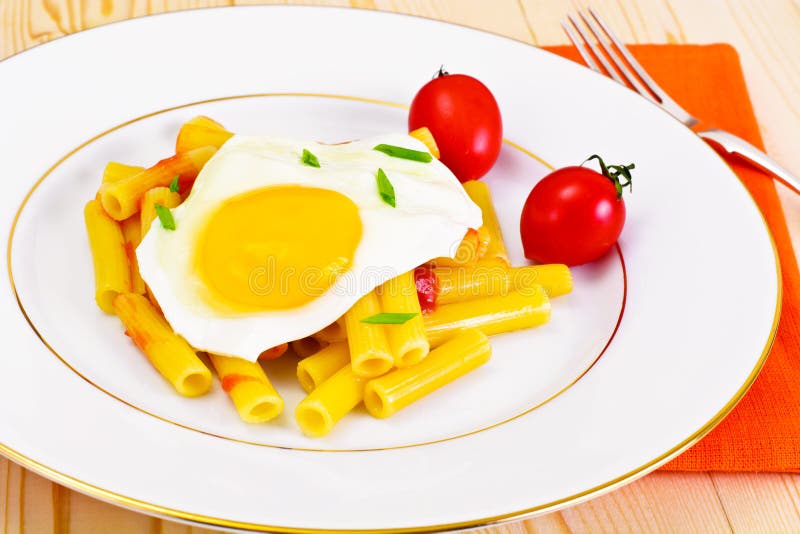 Pasta Penne with Egg stock image. Image of healthy, closeup 80869327