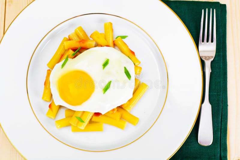 Pasta Penne with Egg stock photo. Image of closeup, meal 80869420