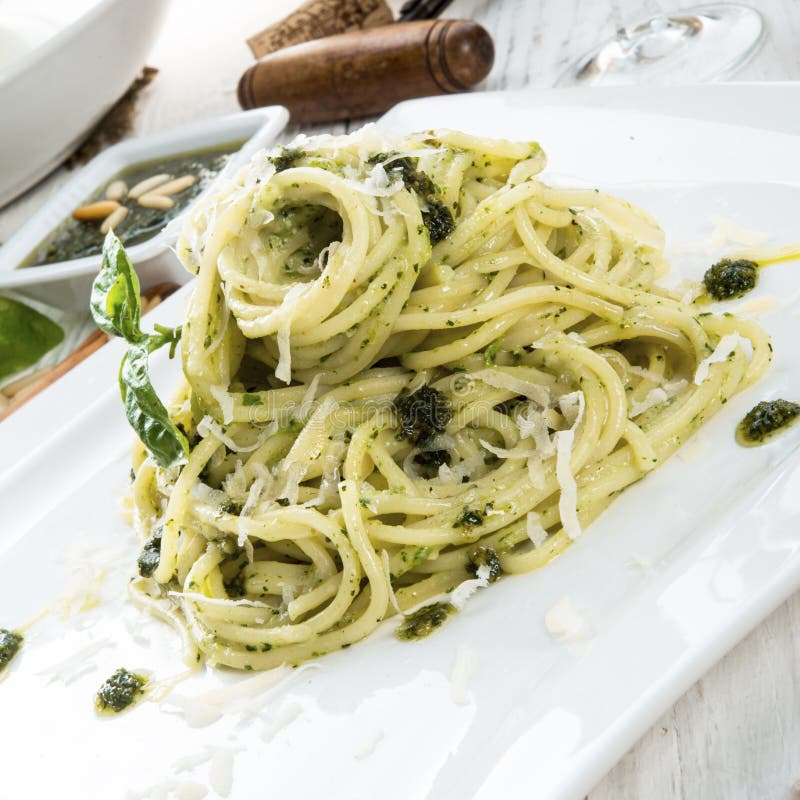 Pasta with Pesto Alla Genovese Stock Image Image of aromatic
