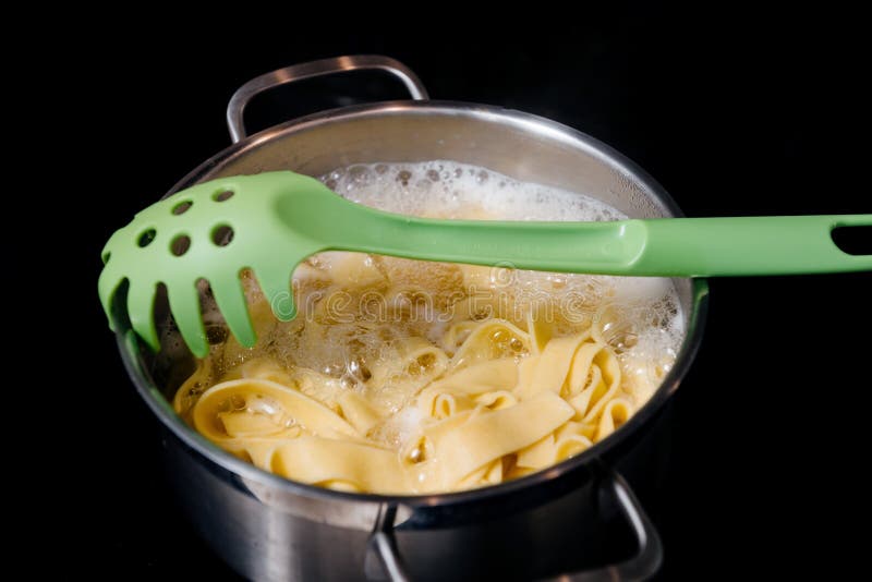 Pasta in Pot on the Induction Cooking Hob Stock Image Image of