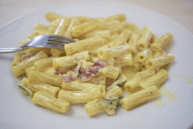 Pasta with Saffron and Smoked Ham Stock Image Image of smoked