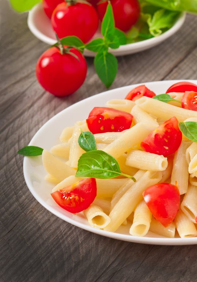 Pasta Salad with Cherry Tomatoes Stock Image - Image of appetizer