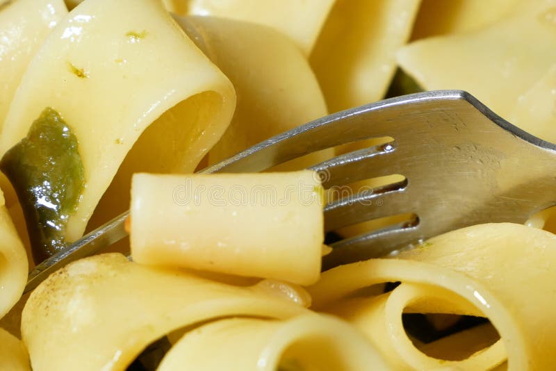 Pasta Salad with Grilled Vegetables Peas, Corn, Asparagus Closeup Stock