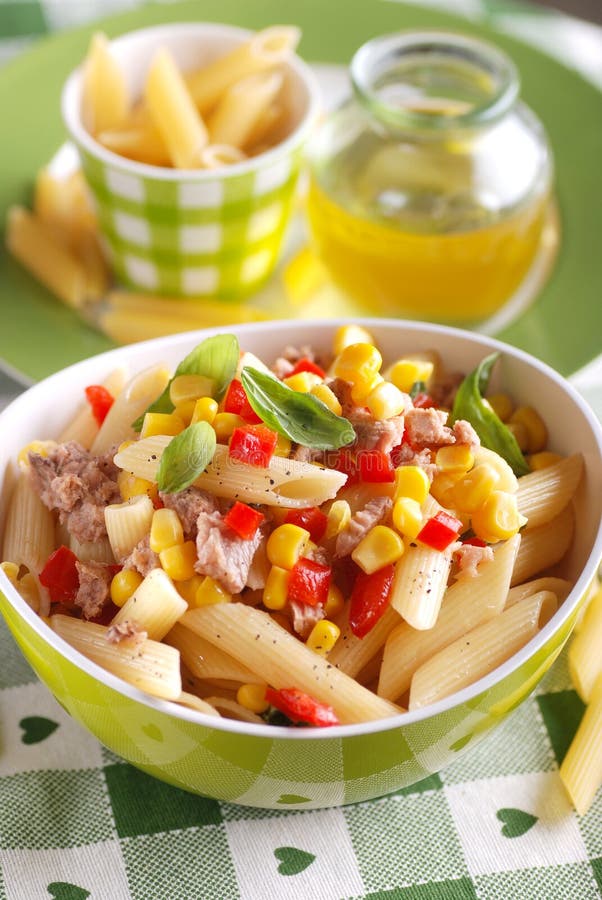 Pasta Salad with Tuna and Corn Stock Image Image of corn, traditional