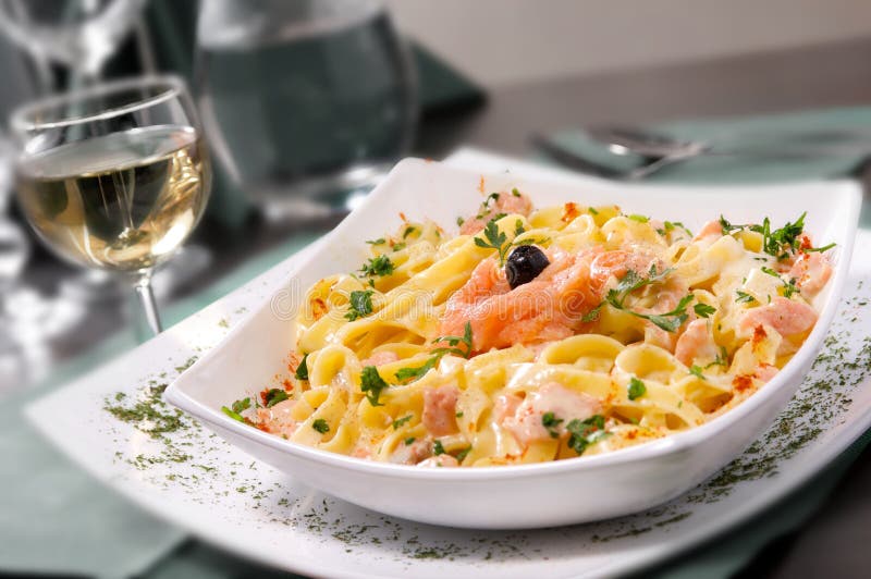 Pasta with salmon stock images Pasta with salmon stock images