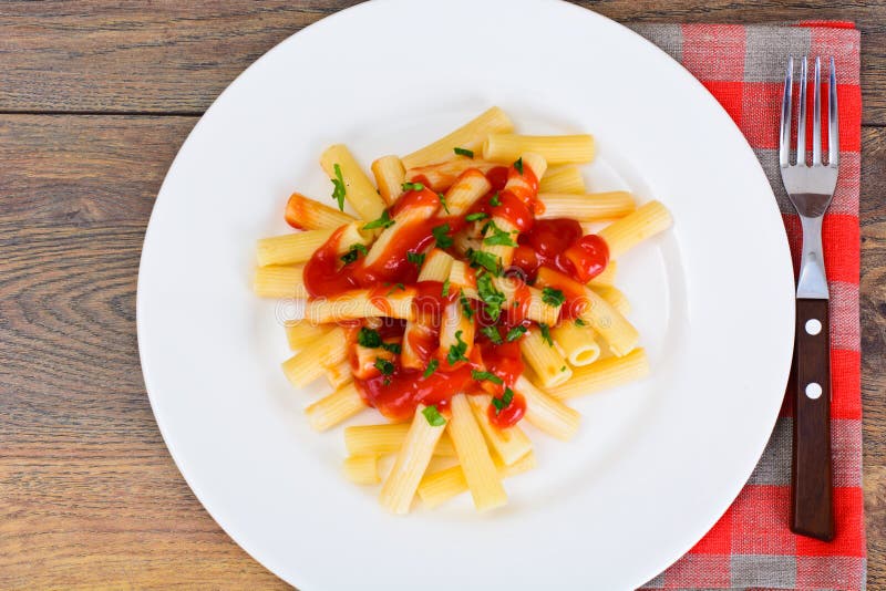 Pasta with Tomato Sauce Ketchup Stock Photo Image of italian, color