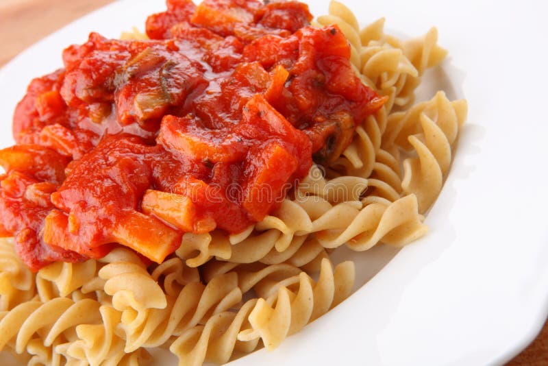 Pasta with Tomato Sauce with Vegetable Stock Image Image of food