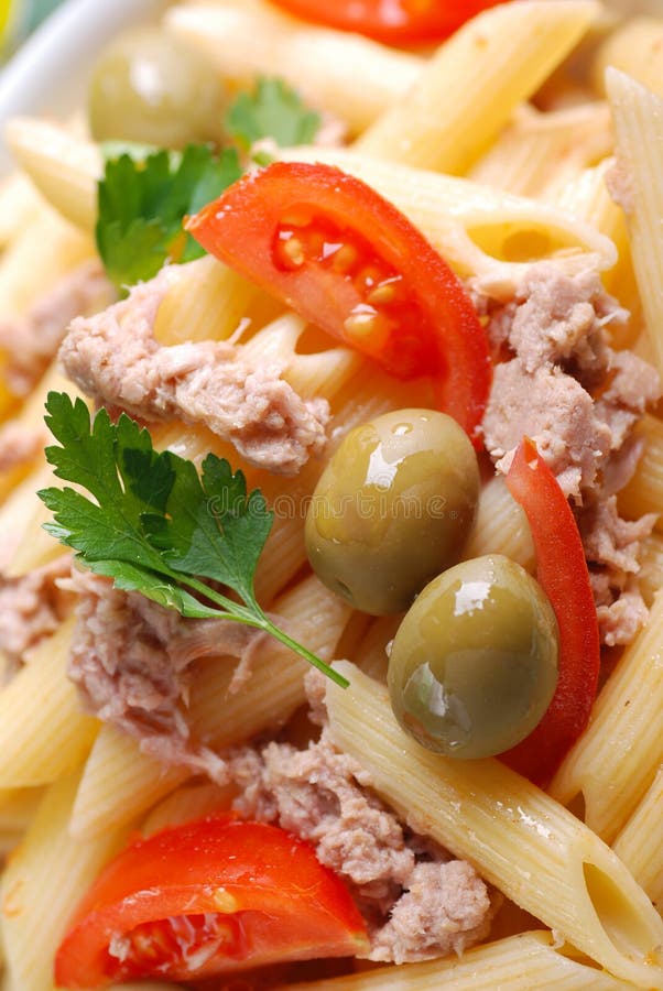 Pasta with tuna and olives stock photo. Image of macaroni 29941428