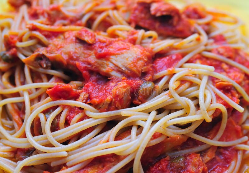 Pasta with Tuna Sauce stock photo. Image of macaroni, parsley 5653312