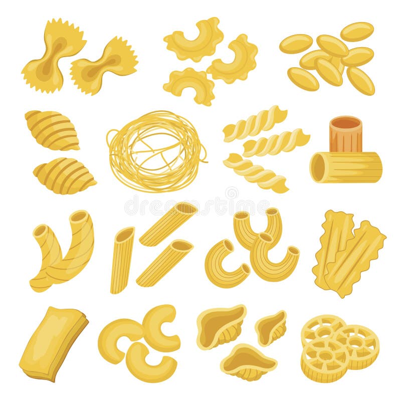 Set of different types pasta Royalty Free Vector Image