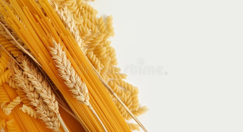 Pasta, wheat ear background agriculture cereal pattern , organic food design organic