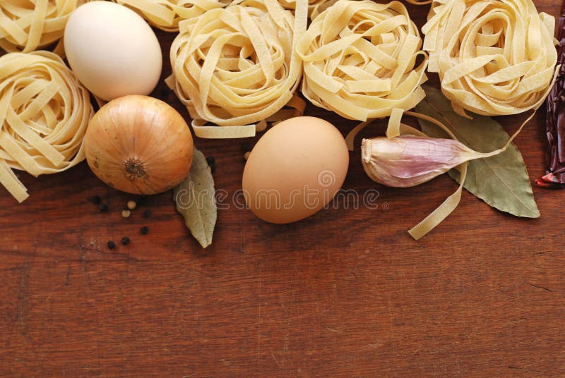 Pasta on wood background