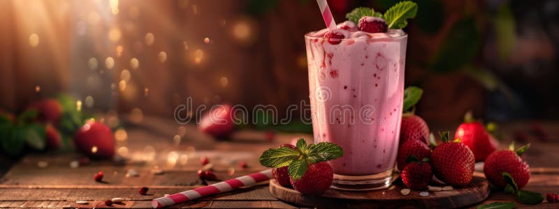 Paste de căpșuni reîmprospătate, în sticlă cu căpșuni proaspete stock image