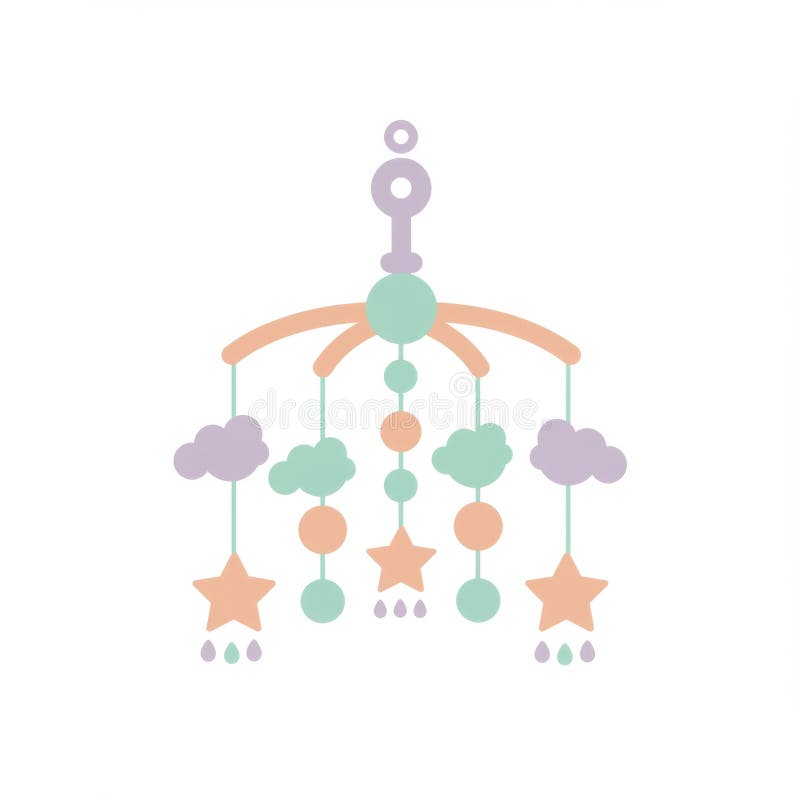 Pastel Baby Mobile with Clouds and Stars vector illustration