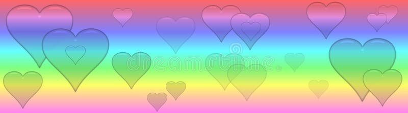 Pastel Banner with glassy transparent hearts