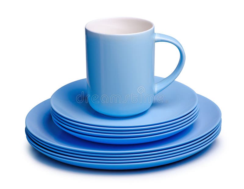 Pastel blue plates and cup stock photo. Image of dinner 178902690