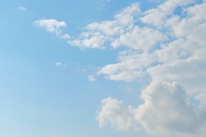 Pastel Blue Sky with White Cloud. Beautiful Sky in the Morning Stock